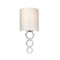 Applique murale tissu abat-jour crème chrome...