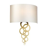 Wandleuchte Stoff Metall in Creme Messing Modern