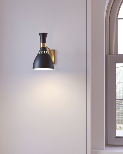Wandleuchte Schwarz Messing E27 Metall Retro Design
