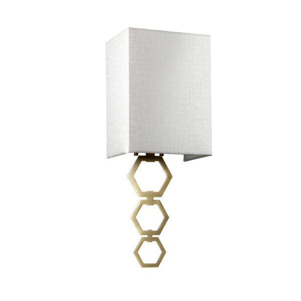 Wandleuchte Stoff Up Down Creme Messing antik Modern