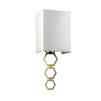 Wandleuchte Stoff Up Down Creme Messing antik Modern