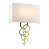 Wandleuchte Up Down in Creme Messing antik Stoff Metall