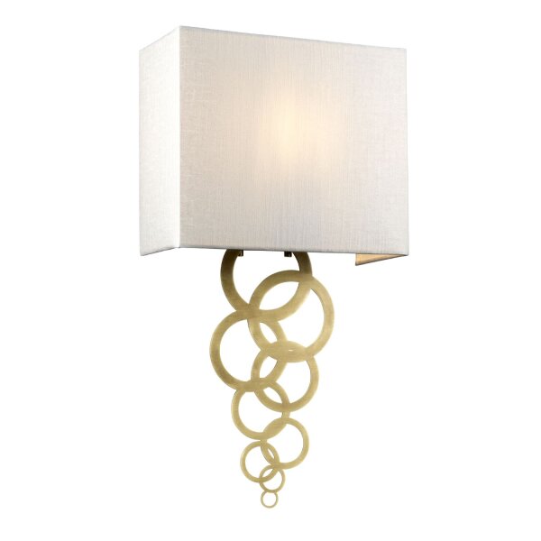Wandlampe Creme Messing antik Up Down E27 Stoff Metall