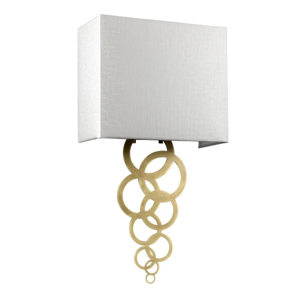 Wandlampe Creme Messing antik Up Down E27 Stoff Metall