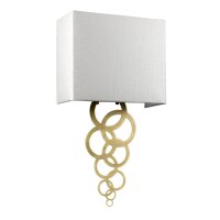 Wandlampe Creme Messing antik Up Down E27 Stoff Metall