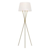 Lampadaire tripode Blanc Laiton 140 cm Tissu Métal