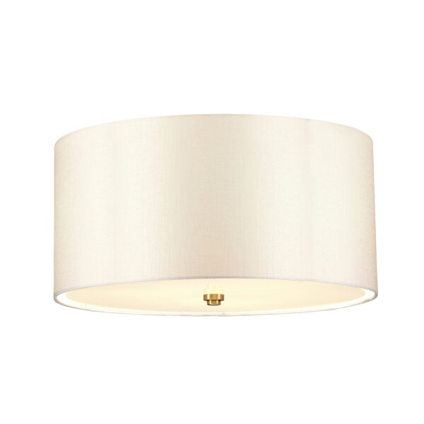 Plafonnier rond 46 cm tissu en laiton crème