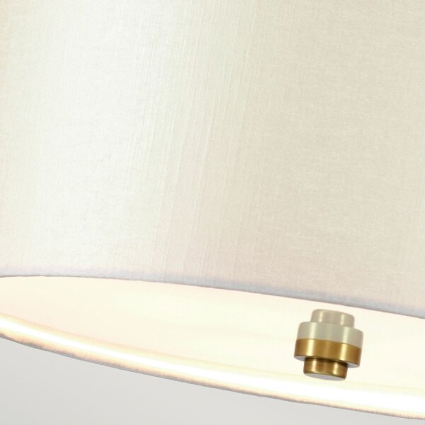 Plafonnier rond 46 cm tissu en laiton crème