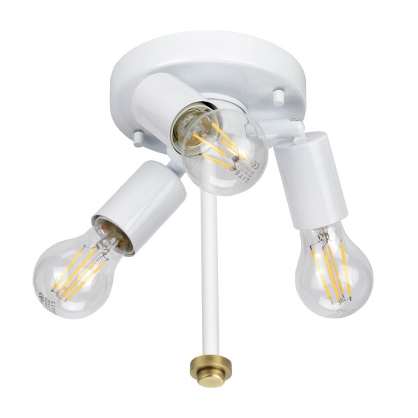 Plafonnier rond 46 cm tissu en laiton crème
