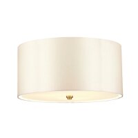 Plafonnier rond 46 cm tissu en laiton cr&egrave;me