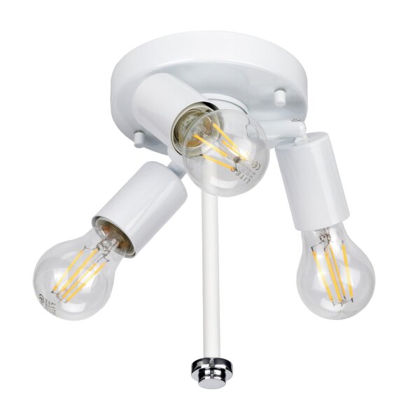 Deckenleuchte Stoff rund in Creme Chrom Ø46cm