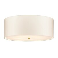 Plafonnier grand rond 66 cm tissu en laiton crème