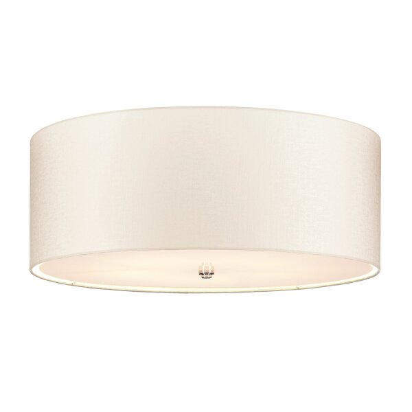 Deckenlampe Stoff Schirm in Creme Chrom rund 66 cm