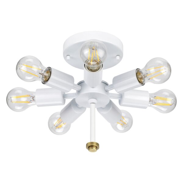 Deckenlampe Stoff groß rund Ø76cm in Creme Messing