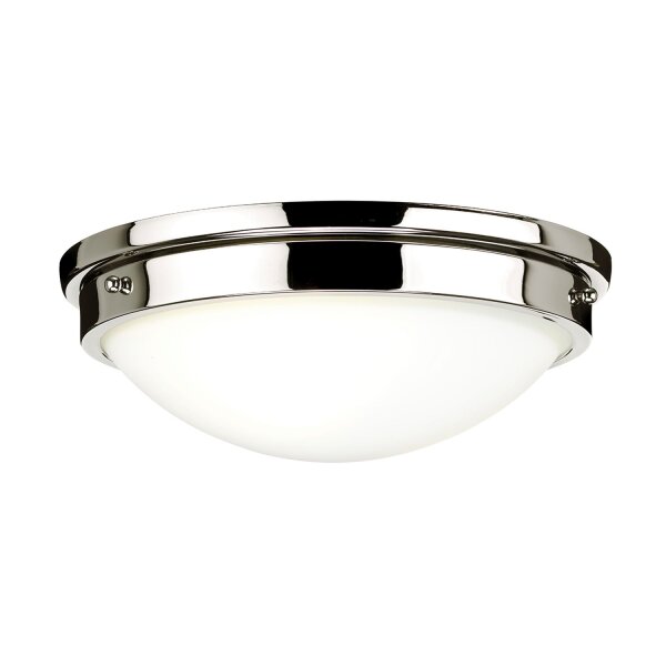 Plafonnier de salle de bain rond 32 cm en nickel blanc à faible éblouissement