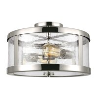 Plafonnier m&eacute;tal verre en nickel rond...