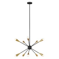 Deckenleuchte Schwarz Messing Metall Art Déco Sputnik