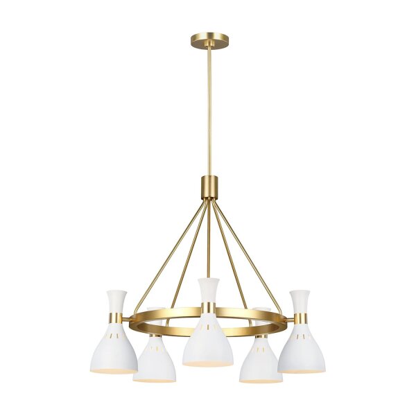 Deckenlampe Metall in Weiß Messing Ø81cm Retro