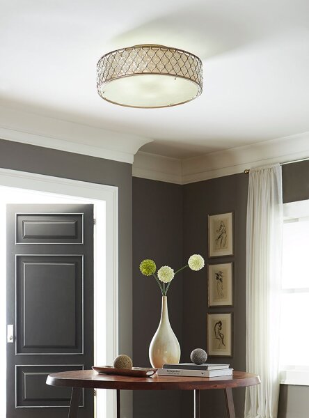 Deckenleuchte rund 76 cm in Silber Metall Kristall