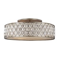 Plafonnier rond 76 cm en m&eacute;tal argent&eacute; cristal