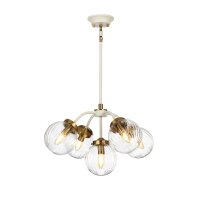 Hängeleuchte mit Schirm Creme Messing Metall Glas