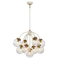 Hängelampe Kugel Schirm Glas Metall in Creme Messing