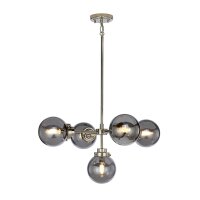 Hängelampe Grau Nickel Glas Metall Kugelschirm
