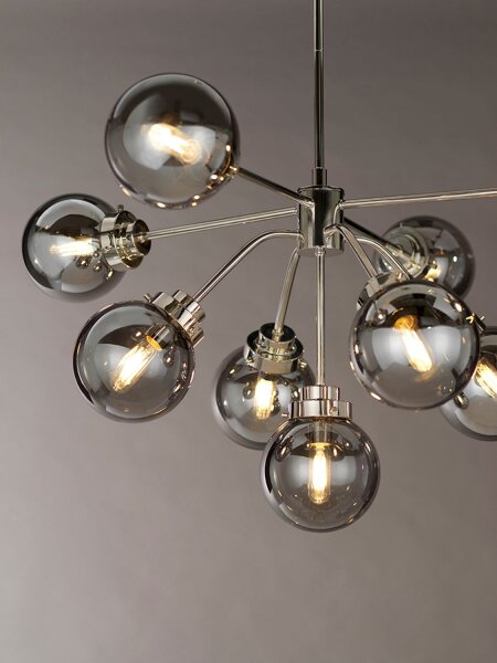 Hängelampe Grau Nickel 9x E14 Metall Glas LILINIA