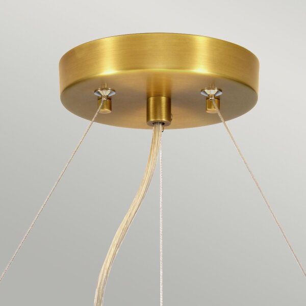 Lampe à suspendre tissu abat-jour rond Ø59cm en laiton crème