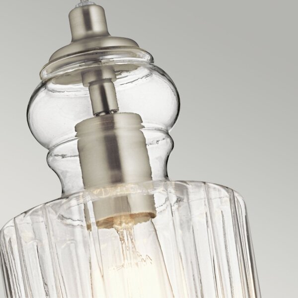 Lampe à suspendre verre métal vintage design Ø15cm E27