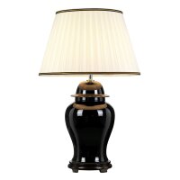 Lampe de table céramique tissu noir crème...