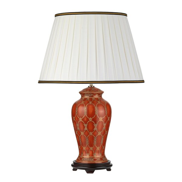 Lampe de table céramique tissu en terracotta crème 68 m E27