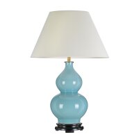 Lampe de table céramique tissu bleu clair tissu 64...