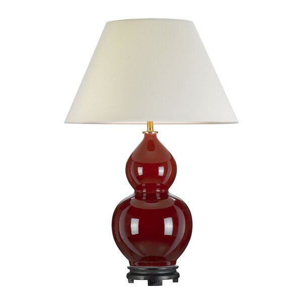 Lampe de table céramique tissu 64 cm en rouge écru Classique