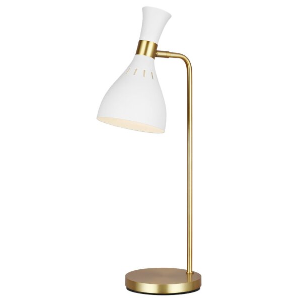 Tischlampe Metall 63,5 cm in Messing Weiß E27 Retro
