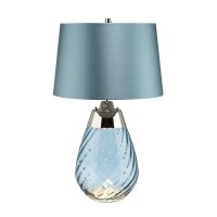 Tischlampe Blau beleuchteter Sockel Glas Seide 60,5 cm