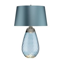Tischlampe Glas Seide Blau beleuchteter Fuß 74 cm hoch