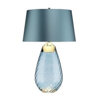 Tischlampe Glas Seide Blau beleuchteter Fuß 74 cm hoch