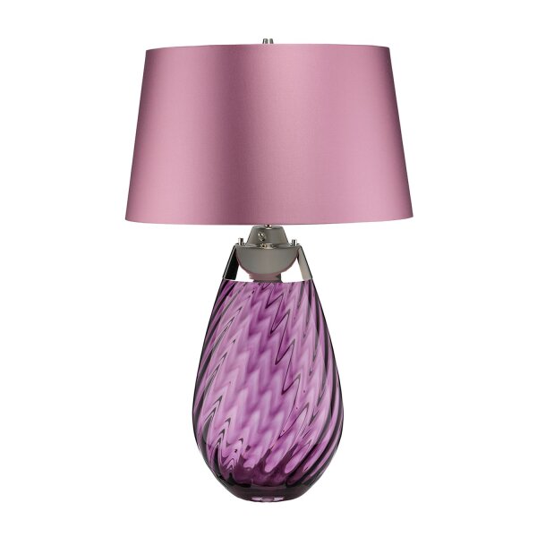 Tischlampe Glas Seide beleuchteter Sockel Rosa Violett