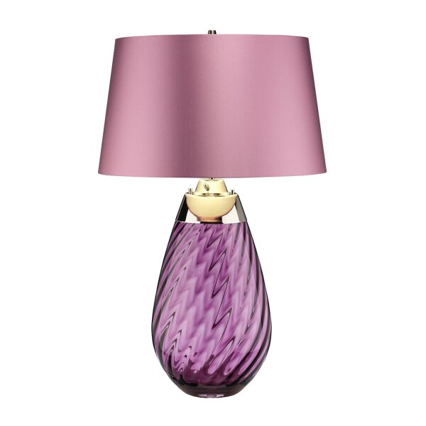 Tischlampe Glas Seide beleuchteter Sockel Rosa Violett