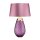 Tischlampe Glas Seide beleuchteter Sockel Rosa Violett