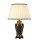 Tischlampe Keramik Stoff 68 cm Creme Schwarz Gold E27