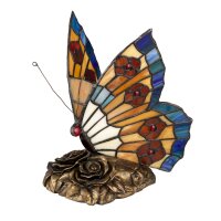 Tischleuchte Tiffany Stil Glas Schmetterling Deko