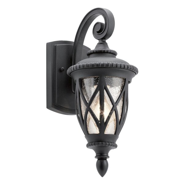 Wandlampe außen Schwarz IP44 E27 Glas Rustikal Hof