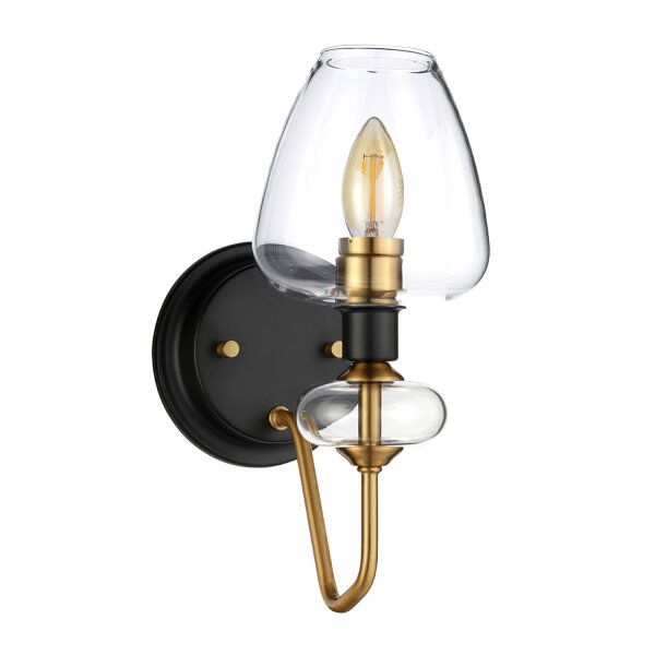 Wandlampe Glasschirm in Schwarz Messing E14 MAIYA