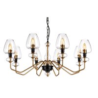 Lustre avec abat-jour 8 branches en laiton noir Ø91cm