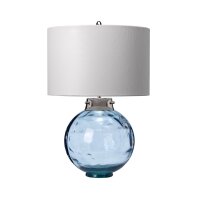 Tischlampe Glas Stoff E27 55,5 cm Wei&szlig; Blau LUBIELA