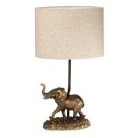 Tischlampe in Bronze antik Natur Elefant Resin Jute