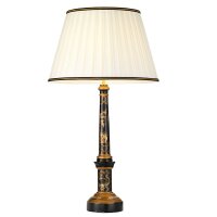 Grande lampe de table 87 cm tissu bois crème noir or