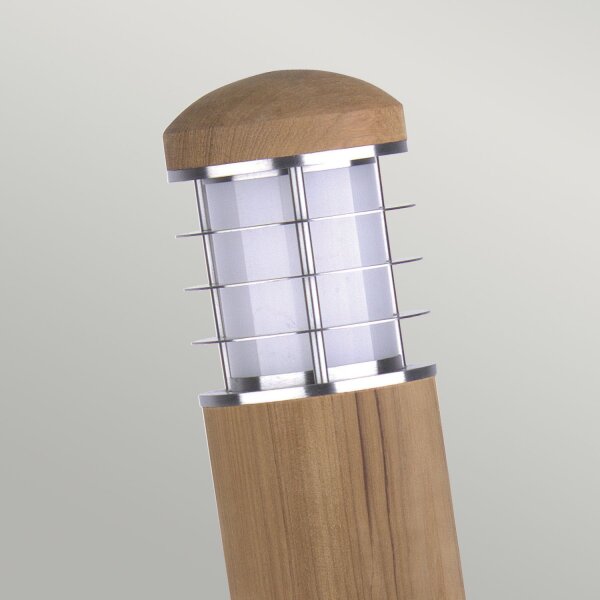 Pollerleuchte Edelstahl Holz 24cm Skandinavisch IP55 E27